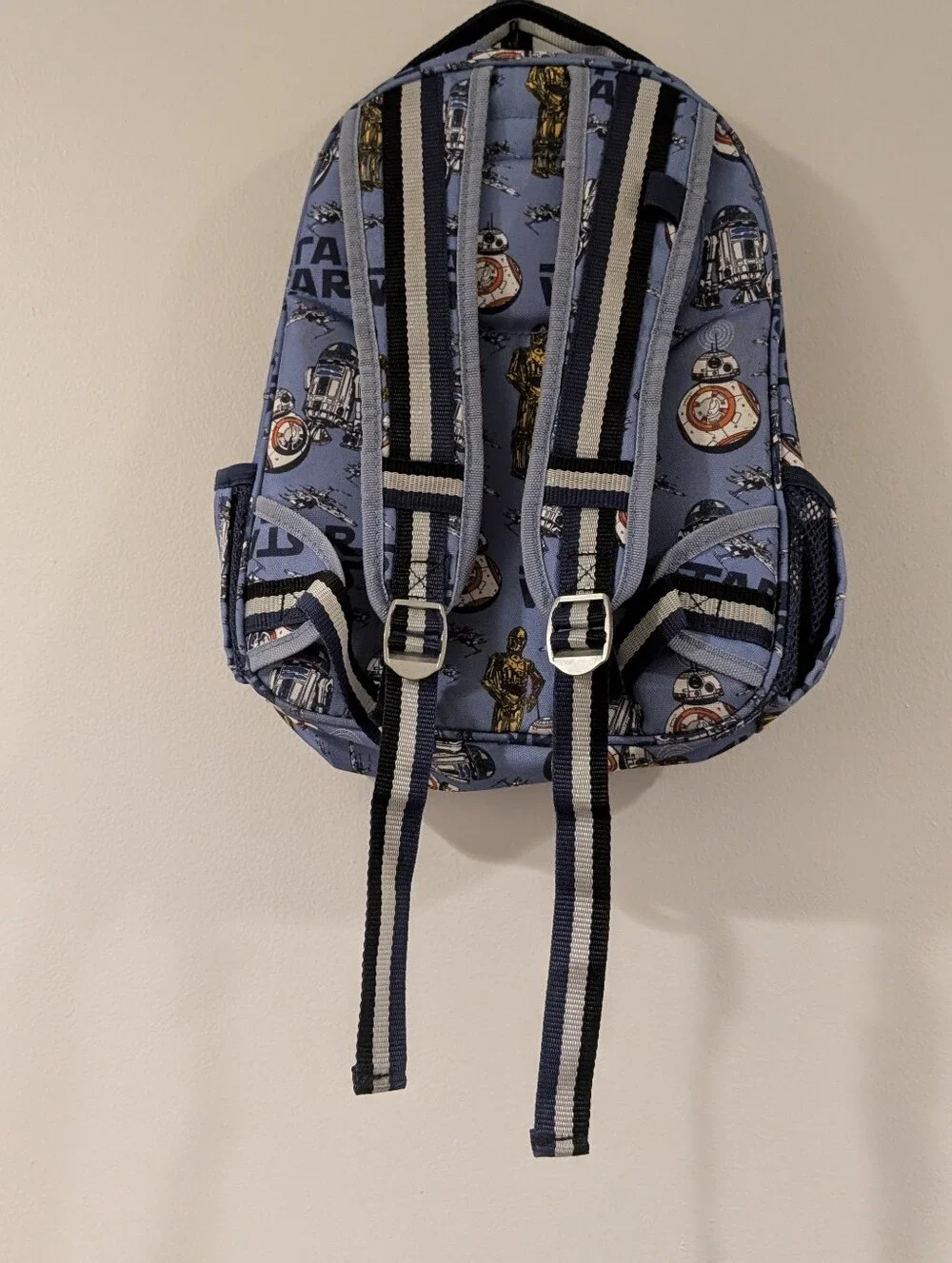 Pottery Barn Kids Star Wars Small Kids Backpack - Blue Droid Print